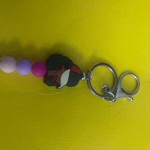 Colorful Beaded Keychain with Character Charm